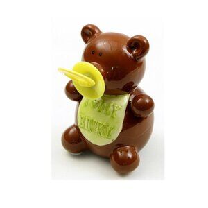 Ceramic Bear Binky Money Coin Bank 5 1/2" tall by 3 3/4" wide 049-11656